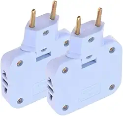 Kit 2 Adaptadores de Tomada Articuláveis, 3 Saídas, 10A, 250V, 2500W, Compacto e Resistente (Azul)