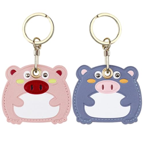 Tofficu Llavero de Cuero Pu Funda Protectora Multiusos de Metal para Tarjeta de Acceso Compatible con Localizador 2 Piezas Color Aleatorio para Llaves y Tarjetas