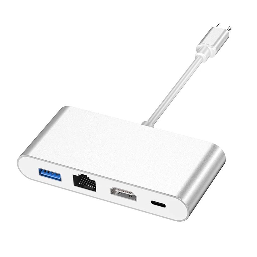 Type-C to HDMI-Compatible Four in One Converter Network Card Hub Docking Station HDMI-Compatible USB Splitter 3 0 Hub