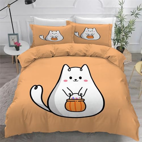Housse de couette 240x260 chat parure lit microfibre zippée sans pli