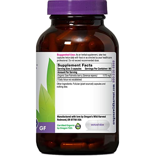 Oregon's Wild Harvest Certified Organic Saw Palmetto Herbal Capsules, 180 Count #TOP1