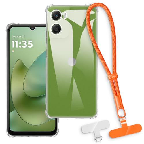 OAGELIM 2-in-1�ی�P�[�X�ƃ��X�g�X�g���b�v Motorola Moto G06 Power 4G �ƌ݊��������� ���O���\�ȃ��j���[�h�t���d�b�J�o�[�A����~�ߕ����h�~�O���b�v�n���h�� (�N���A + �I�����W)