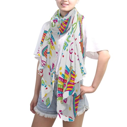 OTVEE Happy Birthday Colorful Cakes Scarfs for Women Lightweight Scarf Shawl Fashion Designer Scarves Shawls4