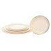 DELUXE PLASTIC PARTY DISPOSABLE PLATES | 6 Inch Hard Wedding Dessert Plates | Ivory with Gold Rim, 40 Pack | Elegant & Fancy Heavy Duty Party Supplies Plates for all Holidays & Occasions