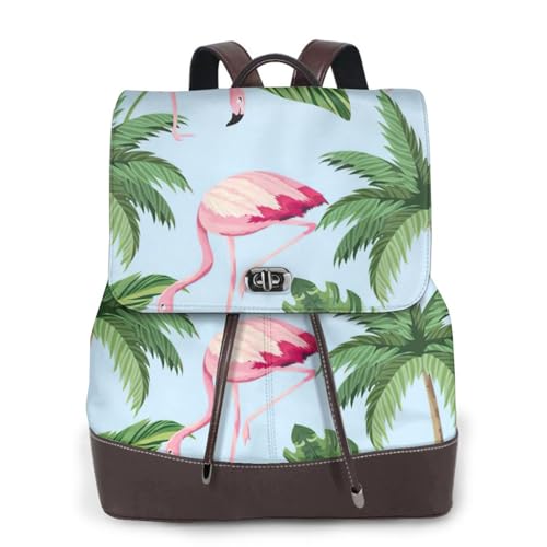 Sac à dos en cuir imprimé flamants roses, l'élégance noire au féminin