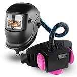 Welding Helmet Auto Darkening with Air Fed System, Powered Air Purifying Respirator (PAPR) True Color Welding Mask, Upgraded Arc Sensor 4/9-13 for TIG MIG ARC Welding Mask
