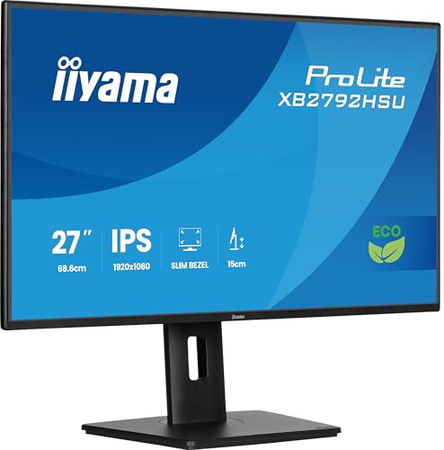 iiyama Prolite XB2792HSU-B1 68,6cm 27 IPS LED-Monitor Full-HD 120Hz HDMI DP USB3.2 Slim-Line Höhenverstellung Pivot Adaptive Sync Energieklasse B
