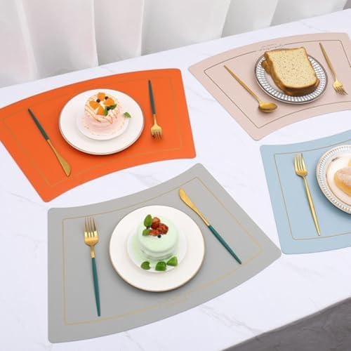 Set de table compensé en cuir gris haut de gamme 44x27 cm - 4