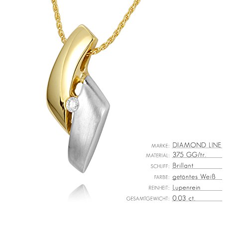 Diamond Line Damen - Halskette 375er Gold 1 Diamanten ca. 0,03 ct.