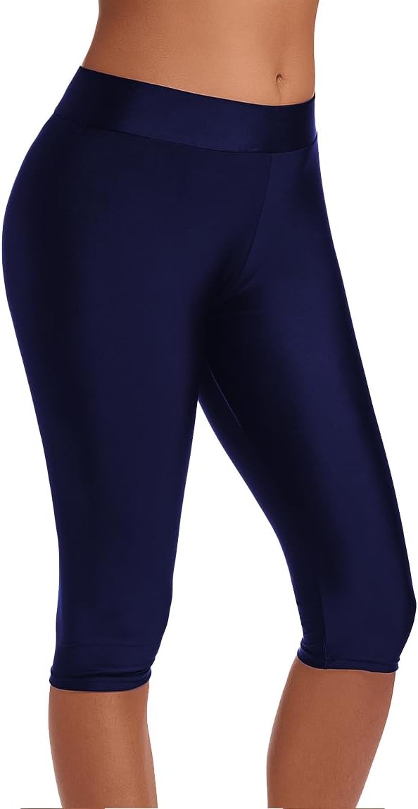 Akaeys Women Knee Length Swim Shorts Leggings Sun Protection Rash Guard Pants Sports Crop Swim Tights Tankini Bottom - Image 4
