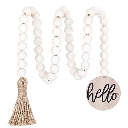 Meplait Hello Wooden Bead Garland, 38in Decorative Beads Home Decor