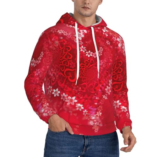 Sweat à capuche homme en polyester EdWal avec motif cœur rouge Valentin