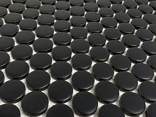 Vogue Tile Penny Round Black Matte Porcelain Mosaic Tile For Bathroom Floor And Wall, Kitchen Backsplashes, Pool Tile #TOP4