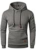 HOOD CREW Men’s Long Sleeve Pullover Hooded Jacquard Sweatshirt Plaid Hoodie with Pocket Darkgrey #1