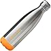 Thermo Tank Insulated Stainless Steel Water Bottle - Ice Cold 36 Hours! Vacuum + Copper Technology - 17 Ounce (Orange + Steel, 17oz)