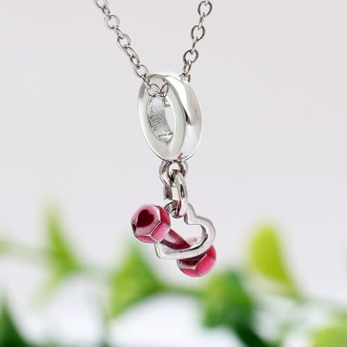 Ouroyea Dumbbell & Heart Dangle Charm 925 Sterling Silver Pendant,Girl Jewelry Beads Gifts For Women Bracelet&Necklace 086 #TOP4