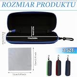 Rdunulioo 3 sztuki etui na okulary, modne przenośne etui na okulary z zamkiem błyskawicznym i karabińczykiem, w zestawie 6 ściereczek do czyszczenia z mikrofibry, pudełko na okulary, klucze i