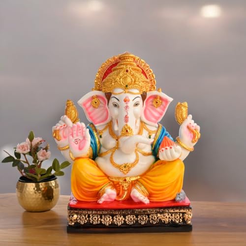 Image of Polyresin Marble Ganesh Ji Idol | Auspicious Lord Ganesha Statue for Living Room Home Decor Statue (15 Inch 01)