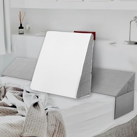 Krightlink Triangle Bed Wedge Pillow for Sleeping Acid Reflux Back Support and Leg Elevation, Full Size Bed Wedge Pillow for Headboard Gap, Fits Bed Gap(0-8") Between Mattress and Headboard Cover