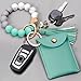 UpUDo Keychain Bracelet Wristlet, Silicone Beaded Key Ring Bracelet with Card Wallet, Elastic Keyring Bangle for Womens