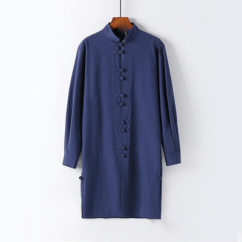 Robe longue en lin coupe ample style chinois traditionnel cape homme