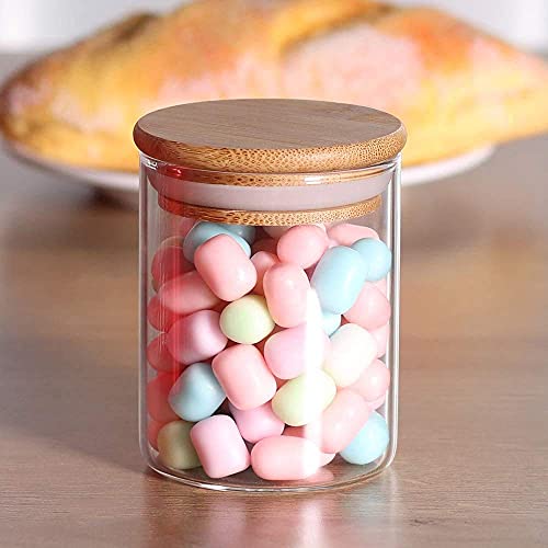 Image of Glass Food Storage Containers with Airtight Bamboo Lid, Coffee Storage Jars for Home Kitchen, Pantry Tea, Spices, Snack (ROUND 220 ML JAR, SET OF 12)
