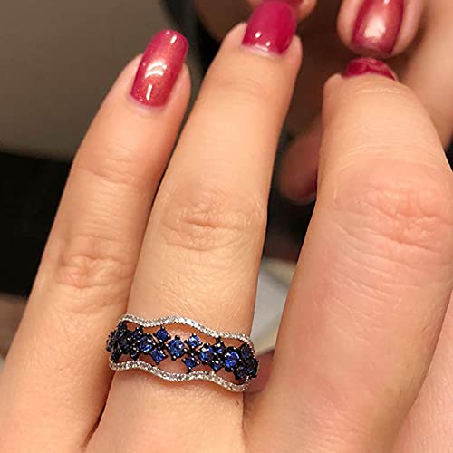Bagues saphir pour femmes bijoux avec pierres précieuses taille 5-10 Chic femme anniversaire bague cadeau de fête – vue 5