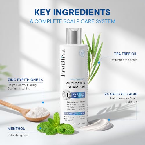 Image of ProBliva Anti Dandruff Shampoo & Spray Set for Scalp Care: Antifungal Shampoo & Scalp Treatment for Psoriasis, Folliculitis, Dandruff & Seborrheic Dermatitis - Relieves Itch, Dryness, Flaking