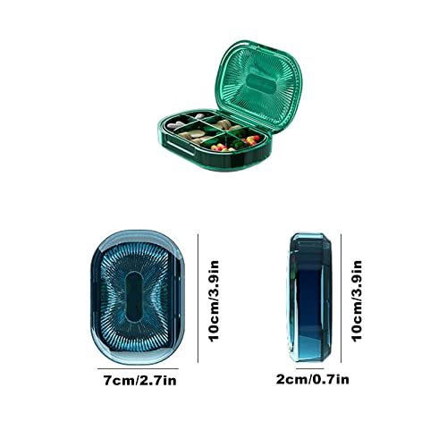 Medicijntablettenbox, groene pillendoos, kleine tablettenbox, vakken, pillendoosje, medicijndoseerder, kunststof medicijnbox, voor reizen en dagelijks gebruik (6 cellen) - Afbeelding 3