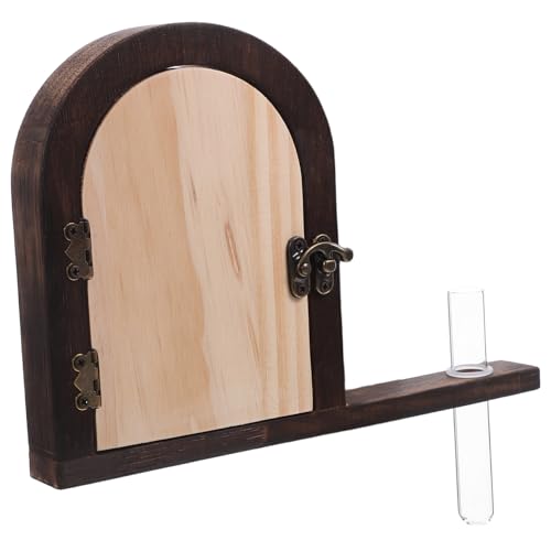 Abaodam 童話風フェアリードアコンセントカバー 木製ソケットプロテクター 壁掛け試験管水栽培花瓶付き キッズルーム用プラグ ガード ウッ