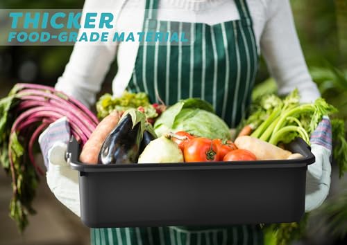 Commercial Bus Tubs/Dishwashing Tubs, 13L Plastic Restaurant Basin, Utility Tub/Tote Box Set of 4, Black - Thumbnail 6