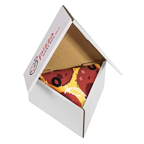 Pizza Socks Box Slice - Pepperoni - Damen Herren Pizza Socken 1 Paar - Größen 41-46