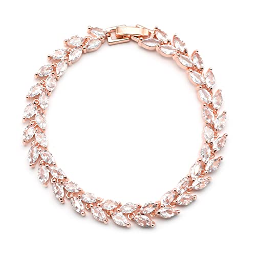 Tennis Bracelet for Women Wedding Bracelets for Brides Ears of Wheat Cubic Zircon Fashion Jewelry Gifts for Female | Silver/Yellow Gold/Rose Gold Plated