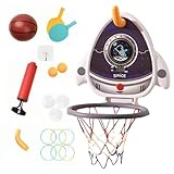 Aro de baloncesto para niños, soporte de pared interior para aro de baloncesto,Juguete al aire libre para niños pequeños con luz sonora | Juguetes exteriores para patio interior, portería de baloncest