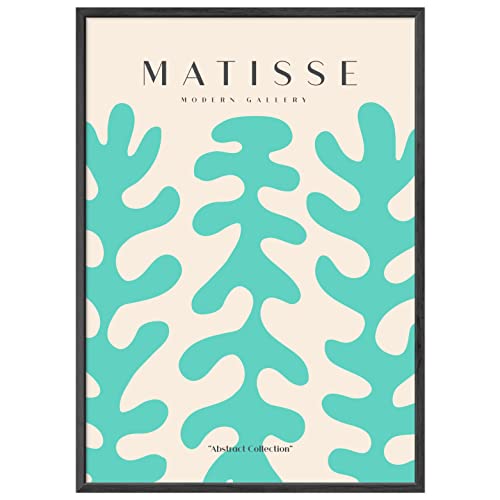 JUNOMI® Matisse - Póster de Matisse DIN A2, diseño bohemio, minimalista, lineal, abstracto, con marco negro Cover