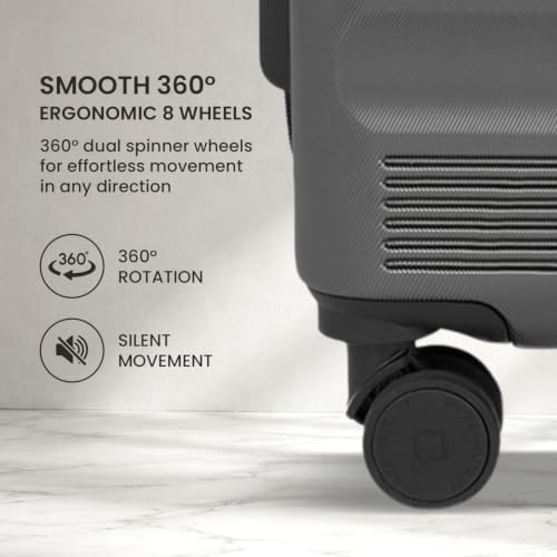Image of SWISS MILITARY Pascal Hard Trolley Luggage Set of 2 (Cabin 55CM, Medium 68CM) PC Suitcases Anti-Theft Zippers with 3-Dial Combination Lock, 360 Spinner Wheel, Wet Pocket & Aluminium Handle Grey