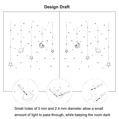 Fanli 2 Panels Star Ombre Rainbow Blackout Curtains For Kid Girls Bedroom Living Room Decor Darkening Moon Double Layer Star Cut Out Stripe Gradient Window Curtain (Pink/Grey, 52Wx63L-2Panels) #TOP3