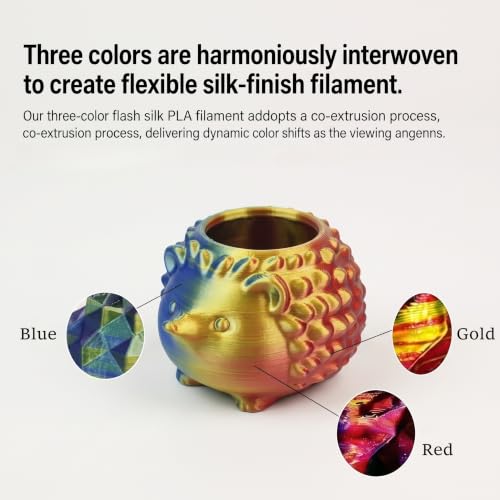 Image of Silk PLA 3D Printer Filament 1.75mm Filajoy3D 3D Printing Filament 250g Dimensional Accuracy + /- 0.03mm for Most FDM 3D Printers,red Gold Blue