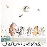 Little Deco Wandtattoo Waldtiere Hand in Hand I M - 79 x 49 cm (BxH) I Kinderzimmer Babyzimmer Aufkleber Sticker Wandaufkleber Wandsticker Klebeposter Stickers DL148
