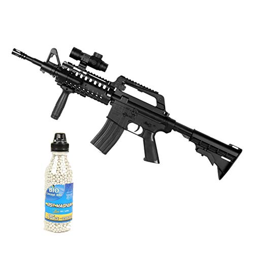 Well Airsoft Pack M4 RIS Fucile d'assalto con Manico a Molla redot e tattico, 2000 Ball Bottle Offer (0,4 Joule) MR733