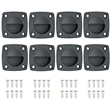 LEQMG Marine Nylon Flush Pull Hatch Handle,Black Boat Recessed Square Lid Handle,Yacht Cabin Accessories(8 Pcs)