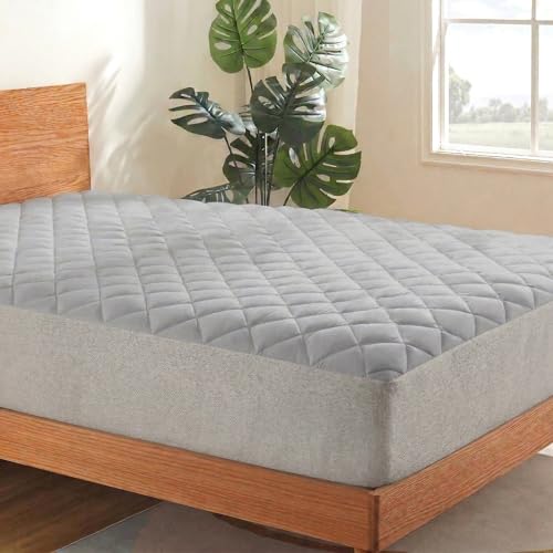 Image of Trance Home Linen 100% Waterproof Quilted Mattress Protector Single Size 72x36 | 100% Cotton | Ultra Soft Bed Protector Breathable Noiseless | Elastic Fitted Mattress Cover | Bed Cover (6x3 ft Grey)