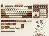 dagaladoo Cute Brown PBT Keycap Set,Coffee cat MOA Profile Keycaps 60 75 100 Percent,Dye-Sub 134-key Custom Keyboard Keycap for 100% 75% 65% 60% TKL US Layout Mechanical Keyboard