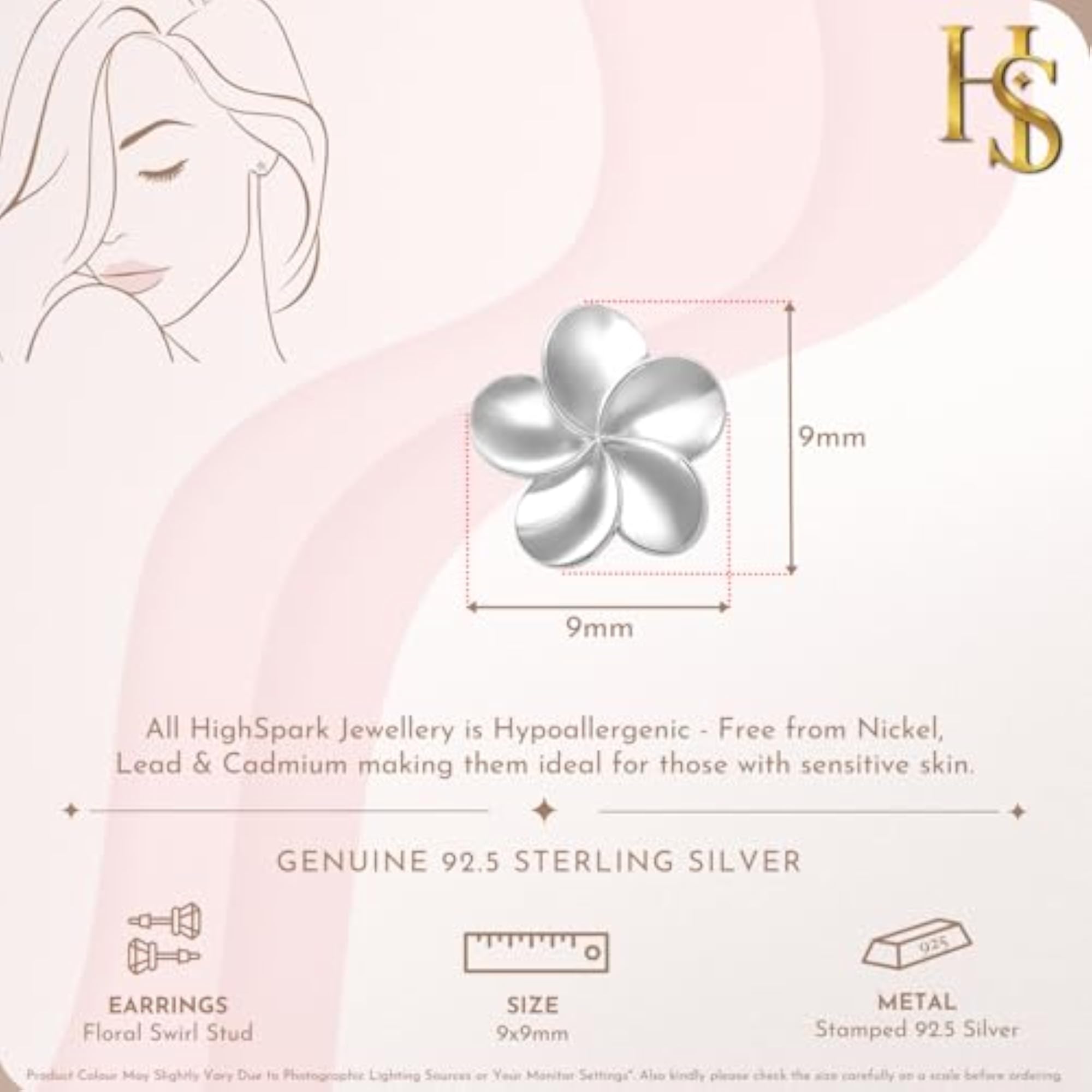 Women's 925 Sterling Silver Frangipani Flower Earrings
