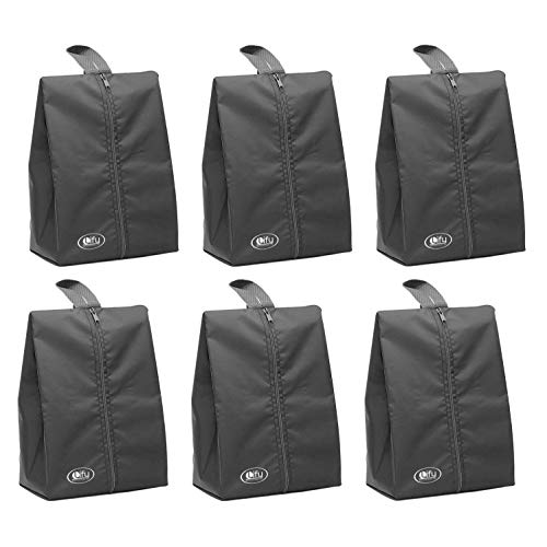 Lify Shoe Storage Organizer Bags Set, Water-Resistant Nylon Fabric with Sturdy Zipper for Traveling (6 Pack) (Grey- 6Pcs)