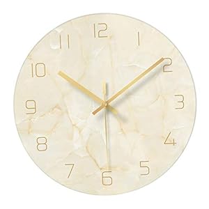 Baoblaze Glas Moderne Wandklok, marmeren Ontwerp 12 Inch Stille Non-Tikkende Quartz Batterij Operated Decoratieve Ronde…