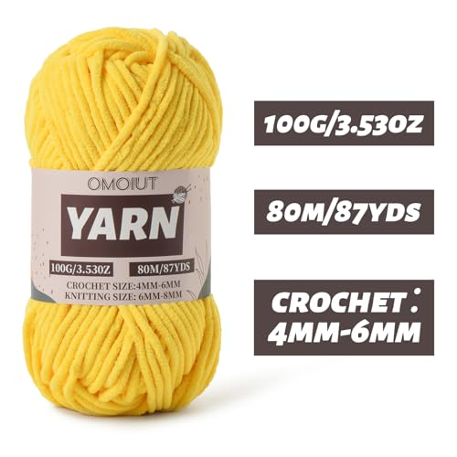 Image of Fluffy Chenille Yarn for Crocheting - Baby Yarn for Crocheting Soft Blanket - 3 Pack of 100g /(87.4yds) Crochet Amigurumi Chunky Yarns - Super Bulky 5 Velvet Yarns (3 Golden Yellow)