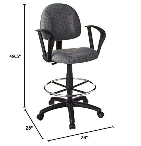 Boss Office Products B1617-Gy Ergonomic Works Drafting Chair With Loop Arms In Grey #TOP5