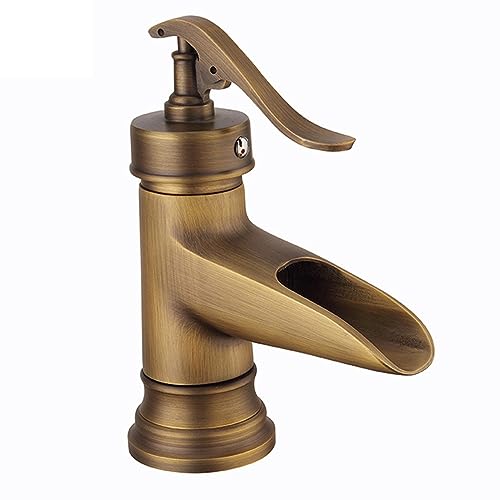Robinet cascade LWX cuivre antique mitigeur eau chaude et froide lavabo