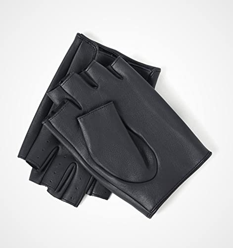 Image of YISEVEN Men's Fingerless Lambskin Leather Gloves